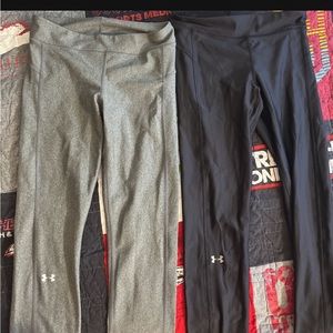 2 pair athletic leggings, gray and Black